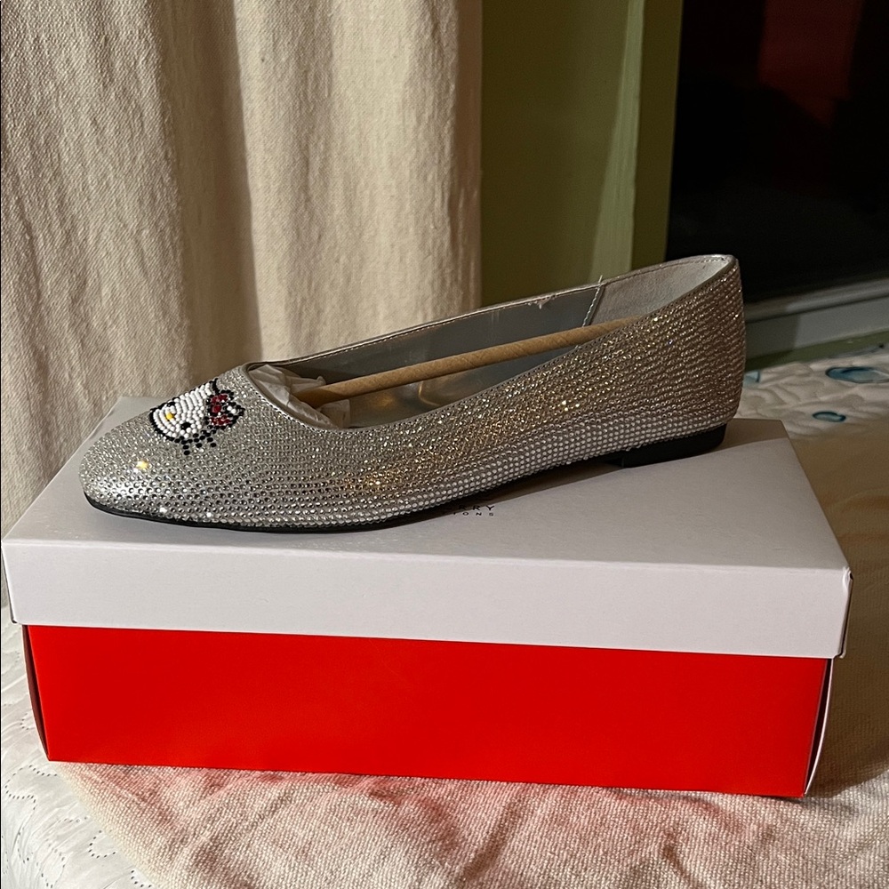 Katy Perry Collections Silver Embellished Flats Ballet Slippers